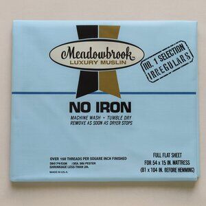 Full Flat Sheet 81x104 Sky Blue NOS Sealed 1970s Poly Cotton USA Meadowbrook